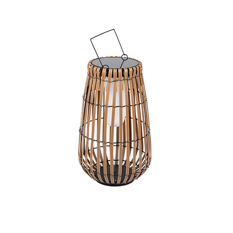 Tropic Braid Lantern Outdoor Lamp Dia 11.8″ x H 15.7″ / Dia 30cm x H 40cm / Model B: Solar-Powered Version / Black & Wood