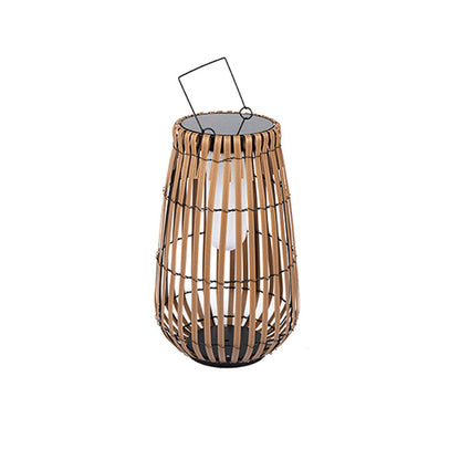 Tropic Braid Lantern Outdoor Lamp Dia 11.8″ x H 15.7″ / Dia 30cm x H 40cm / Model B: Solar-Powered Version / Black & Wood