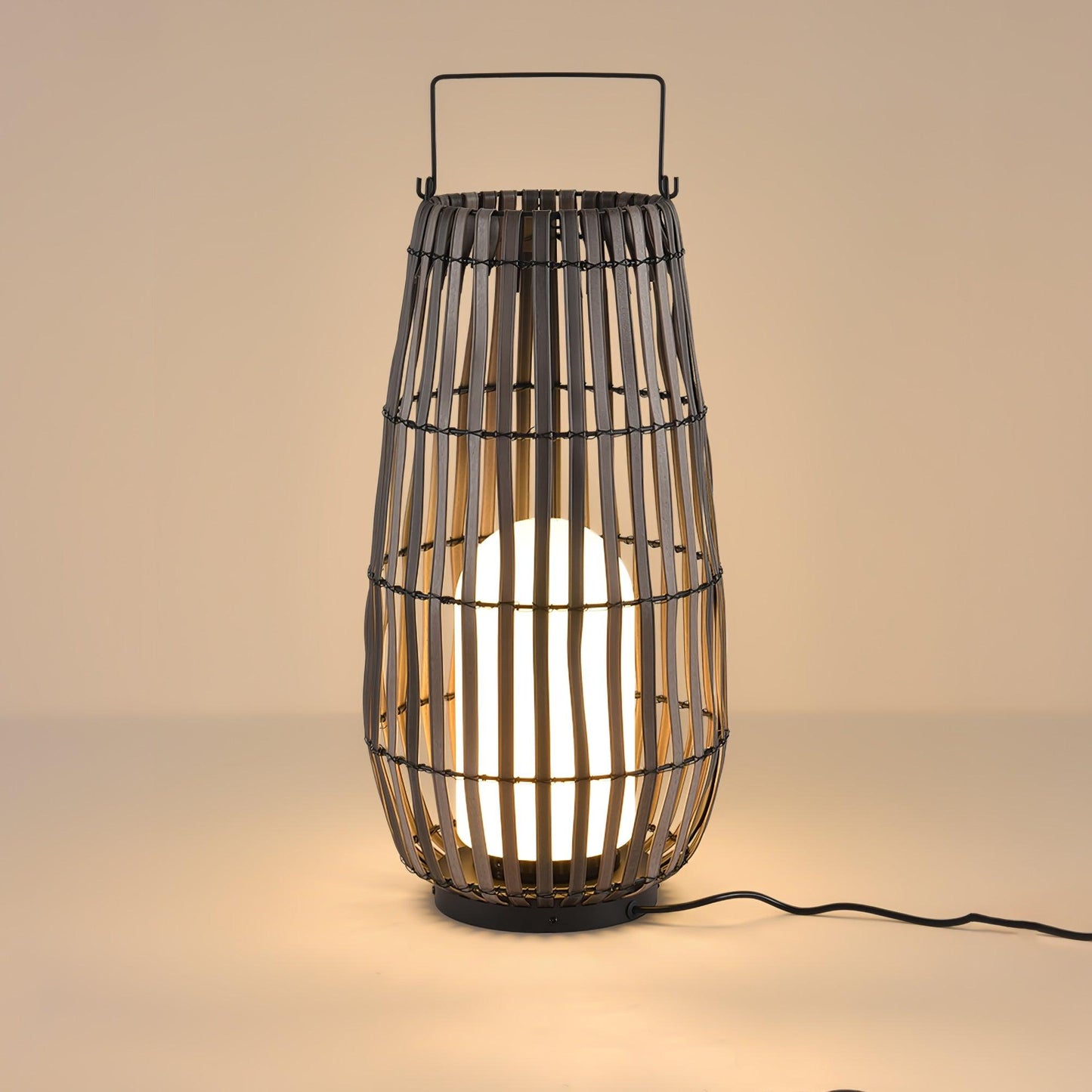 Tropic Braid Lantern Outdoor Lamp Dia 13.8″ x H 23.6″ / Dia 35cm x H 60cm / Model A: Wired Version / Black & Dark Wood
