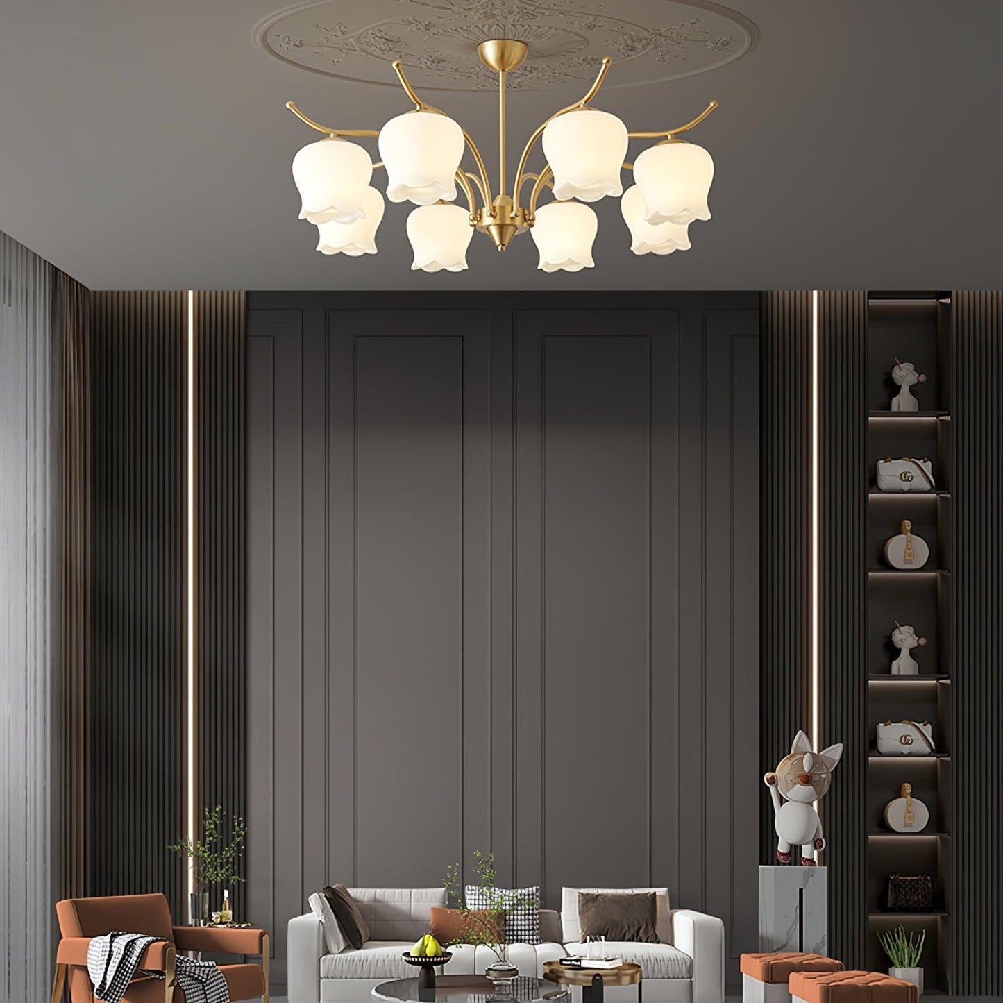 Tulip Brass Chandelier Chandelier