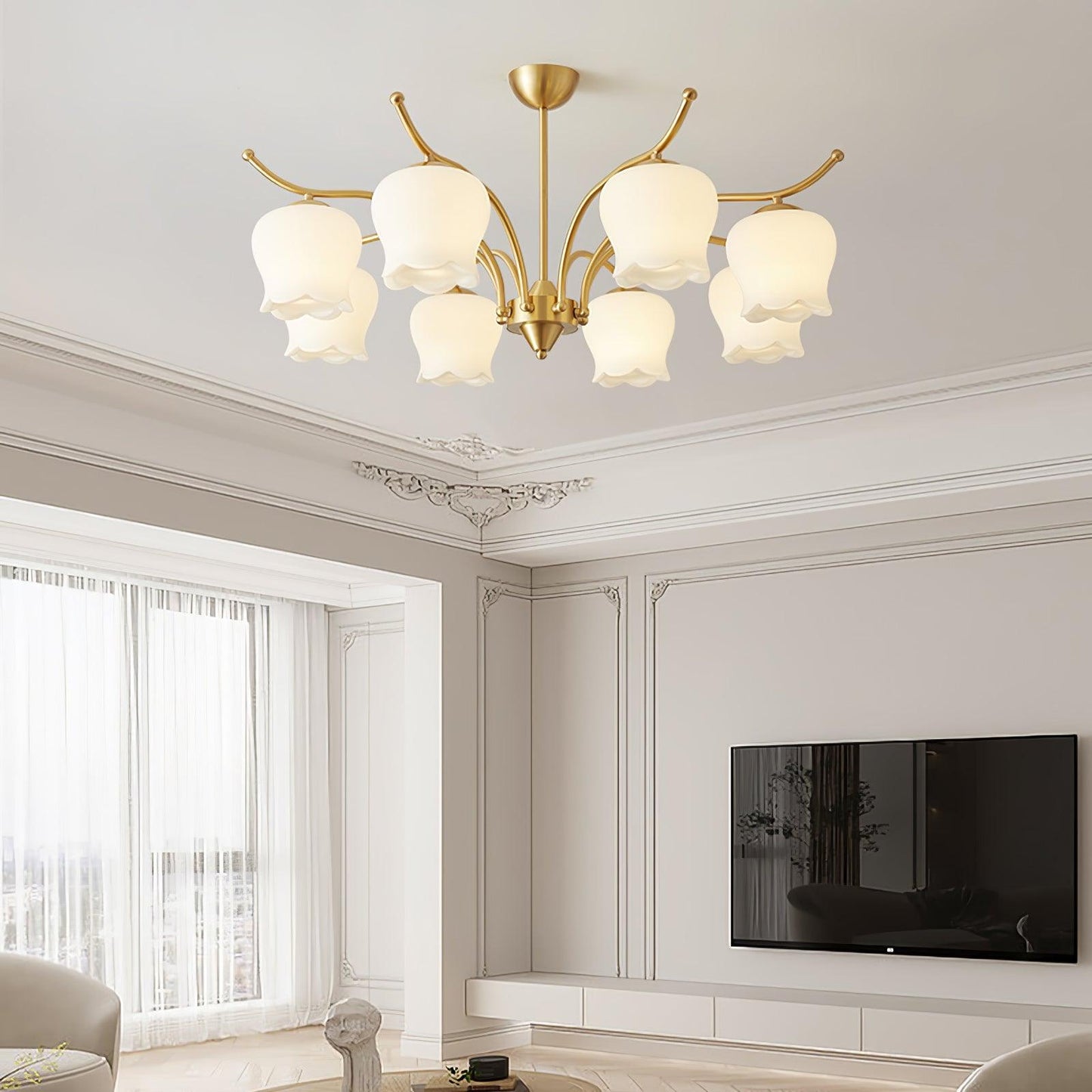 Tulip Brass Chandelier Chandelier