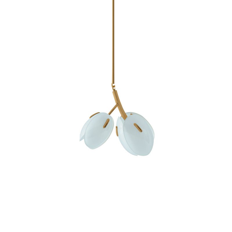 Tulip Bud Chandelier 2 Lamps Dia 13.8″ x H 10.2″ / Gold & Frosted blue 1001 Chandelier