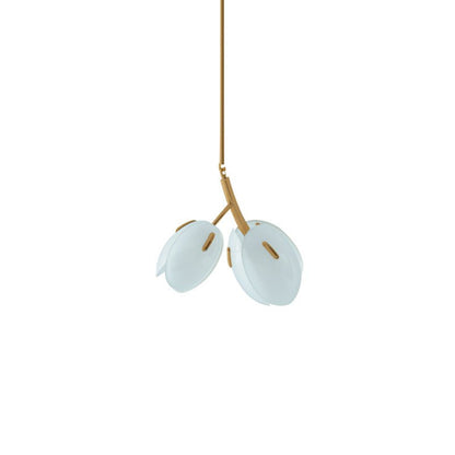 Tulip Bud Chandelier 2 Lamps Dia 13.8″ x H 10.2″ / Gold & Frosted blue 1001 Chandelier
