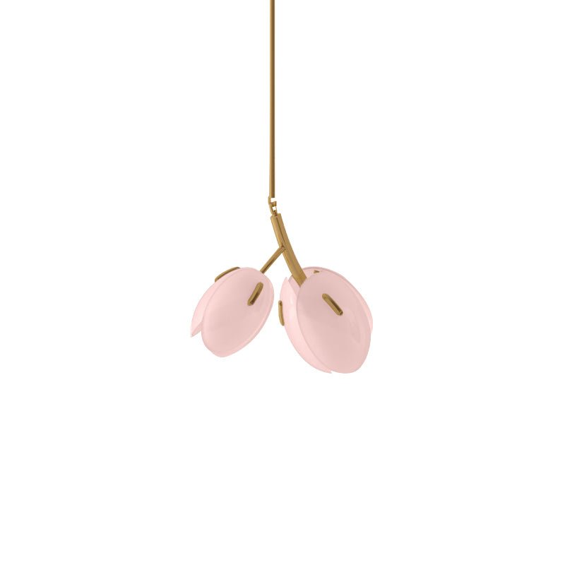 Tulip Bud Chandelier 2 Lamps Dia 13.8″ x H 10.2″ / Gold & Frosted pink 1001 Chandelier