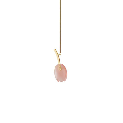 Tulip Bud Chandelier 1 Lamp Dia 4.3″ x H 11.2″ / Gold & Frosted pink 1001 Chandelier