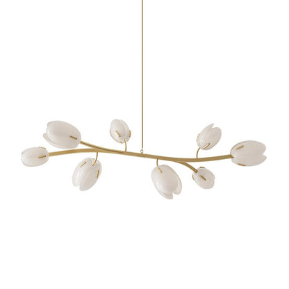 Tulip Bud Chandelier 8 Lamps L 39.4″ x H 16.5″ / Gold & Frosted white 1001 Chandelier