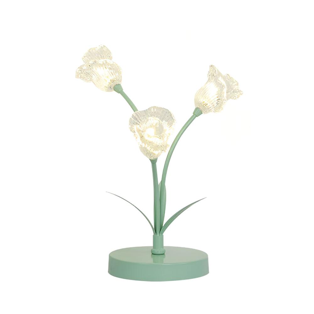 Tulip Flower Table Lamp 3 Heads Dia 5.1″ x H 14.2″ / Dia 13cm x H 36cm / Green / US plug Table lamp