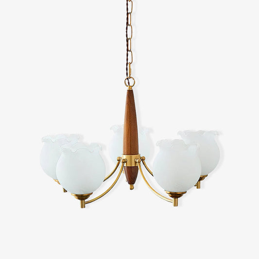Tulips Glass Wood Chandelier Chandelier