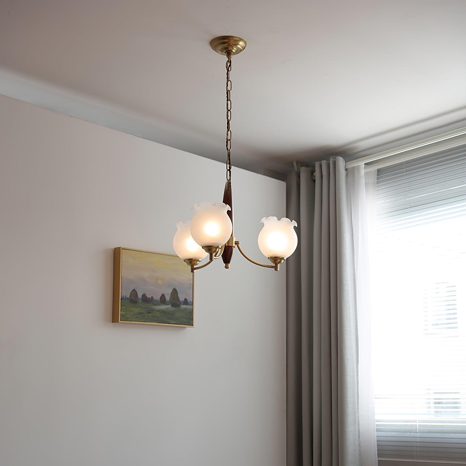 Tulips Glass Wood Chandelier Chandelier