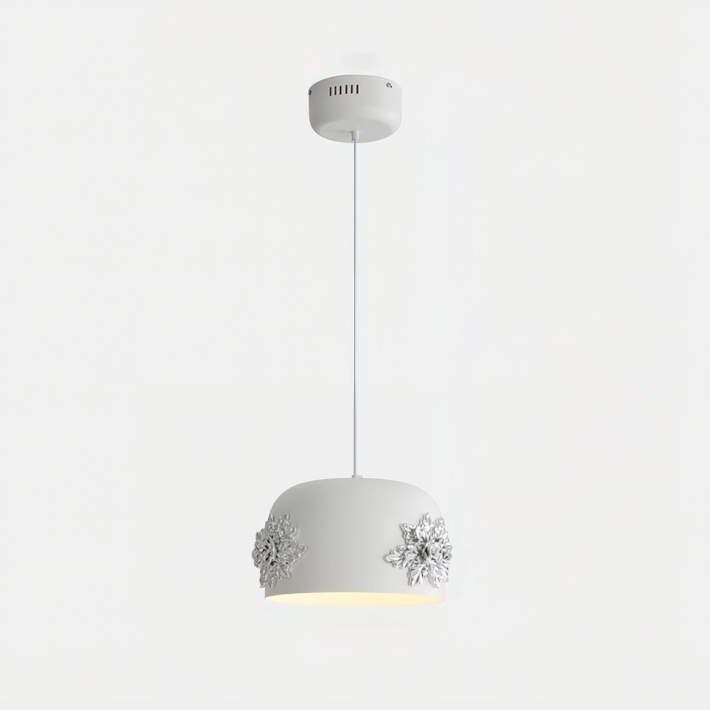 Tuz Pendant Light Dia 11″ x H 5.9″ / Dia 28cm x H 15cm / White & Chrome / Warm Light Pendant light