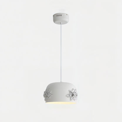 Tuz Pendant Light Dia 11″ x H 5.9″ / Dia 28cm x H 15cm / White & Chrome / Warm Light Pendant light