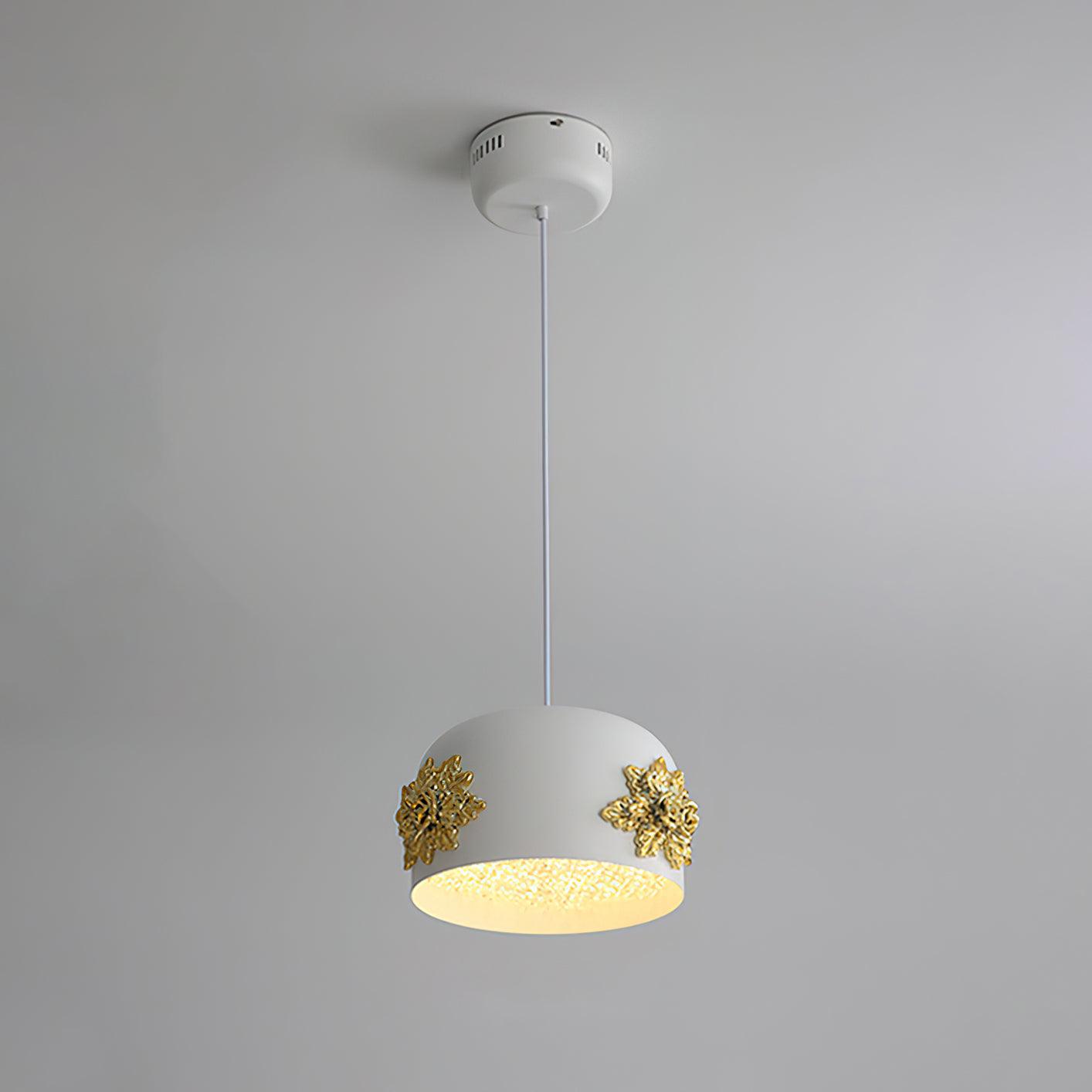 Tuz Pendant Light Dia 11″ x H 5.9″ / Dia 28cm x H 15cm / White & Gold & With crystal / Warm Light Pendant light