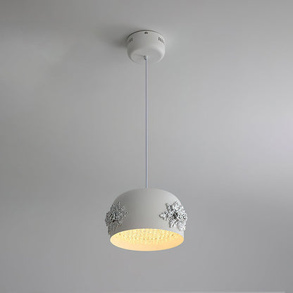 Tuz Pendant Light Dia 11″ x H 5.9″ / Dia 28cm x H 15cm / White & Chrome & With crystal / Warm Light Pendant light