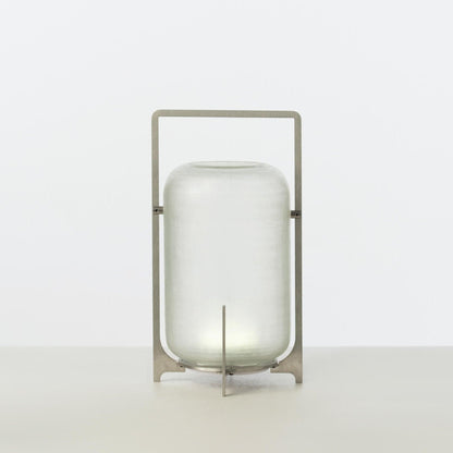 Steel Twilight Lantern Table Light Dia 7.9″ x H 15″ / Dia 20cm x H 38cm / USB plug / Warm Light & Stainless Steel Table