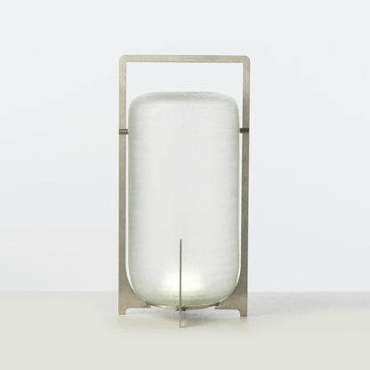Steel Twilight Lantern Table Light Dia 9.8″ x H 19.7″ / Dia 25cm x H 50cm / USB plug / Warm Light & Stainless Steel Table