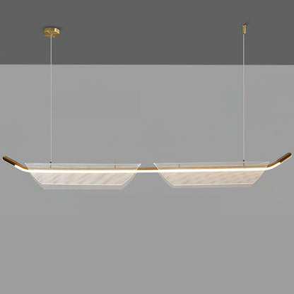 Two Boats Acrylic Pendant Light L 59’’ x W 3.9’’ x H 5’’ / L 150cm x W 10cm x H 13cm / Gold & Clear / Warm light