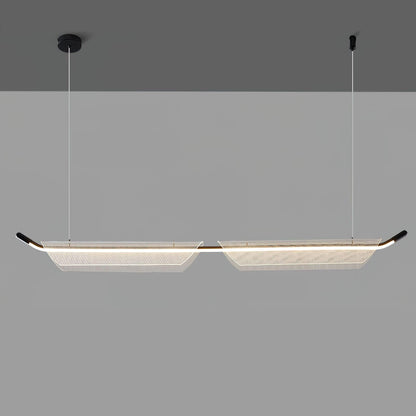 Two Boats Acrylic Pendant Light L 59’’ x W 3.9’’ x H 5’’ / L 150cm x W 10cm x H 13cm / Black & Clear / Warm light