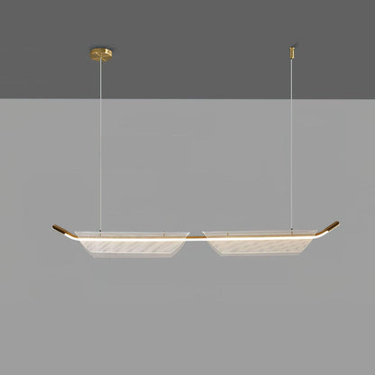 Two Boats Acrylic Pendant Light L 31.5’’ x W 3.9’’ x H 5’’ / L 80cm x W 10cm x H 13cm / Gold & Clear / Warm light