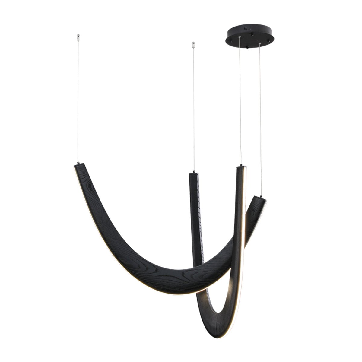 U Wooden Pendant Lamp L 36.2″ x W 13.8″ x H 33.5″ / Black / Warm Light Pendant light