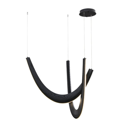 U Wooden Pendant Lamp L 36.2″ x W 13.8″ x H 33.5″ / Black / Warm Light Pendant light