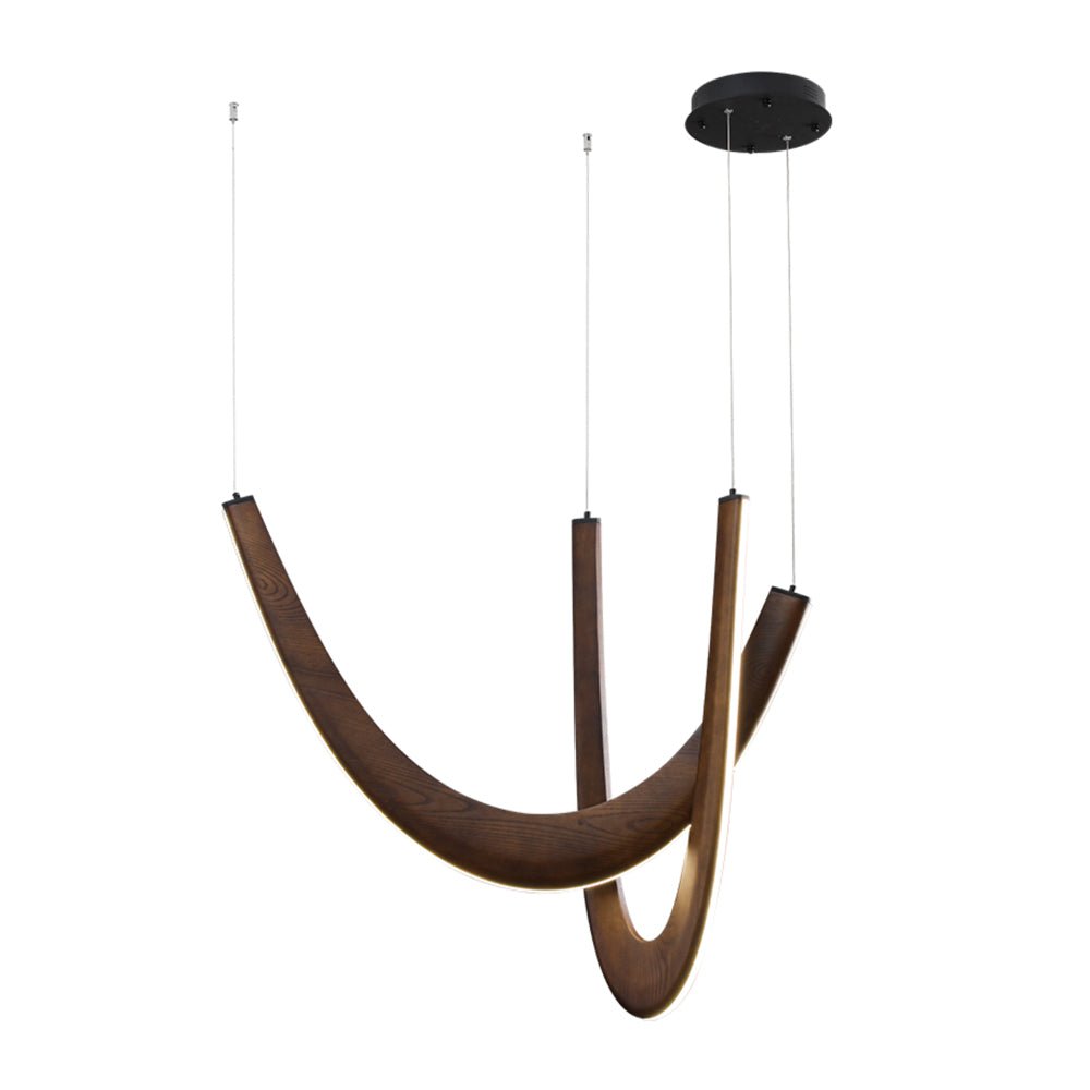 U Wooden Pendant Lamp L 36.2″ x W 13.8″ x H 33.5″ / Walnut Color / Warm Light Pendant light