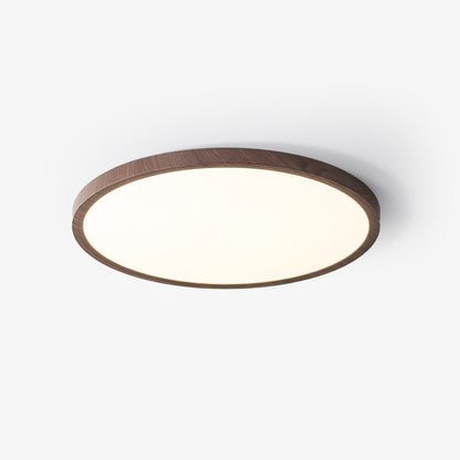 Ultrathin Round Ceiling Light Dia 11.8″ x H 0.98″ / Dia 30cm x H 2.5cm / Walnut Wood Grain / Warm Light