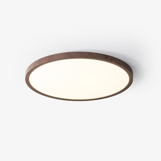 Ultrathin Round Ceiling Light Dia 11.8″ x H 0.98″ / Dia 30cm x H 2.5cm / Walnut Wood Grain / Warm Light