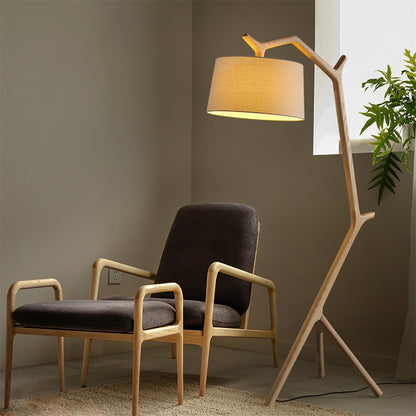Umahi Floor Lamp L 39.7″ x H 67.3″ / L 101cm x H 171m / Wood Color & White / US plug Floor lamp