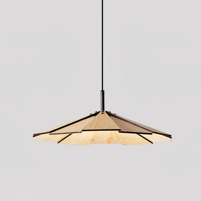 Umbrella Wooden Pendant Light Dia 15.7″ x H 59″ / Dia 40cm x H 150cm / Nature Wood / Warm Light Pendant light