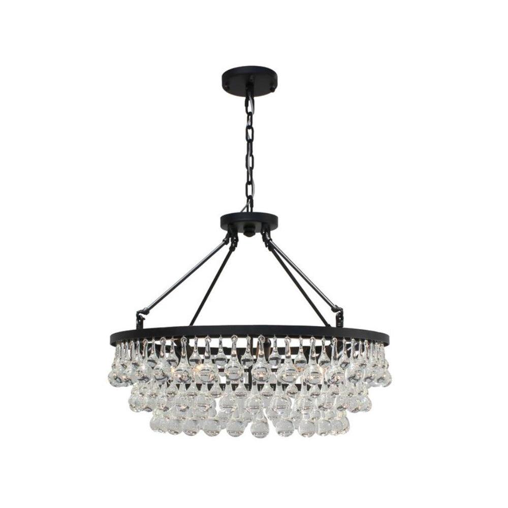 Unique Tiered Crystal Chandelier 8 heads Φ 23.6″ x H 18.9″ / Dia 60cm x H 48cm / Black Chandelier