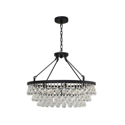 Unique Tiered Crystal Chandelier 8 heads Φ 23.6″ x H 18.9″ / Dia 60cm x H 48cm / Black Chandelier