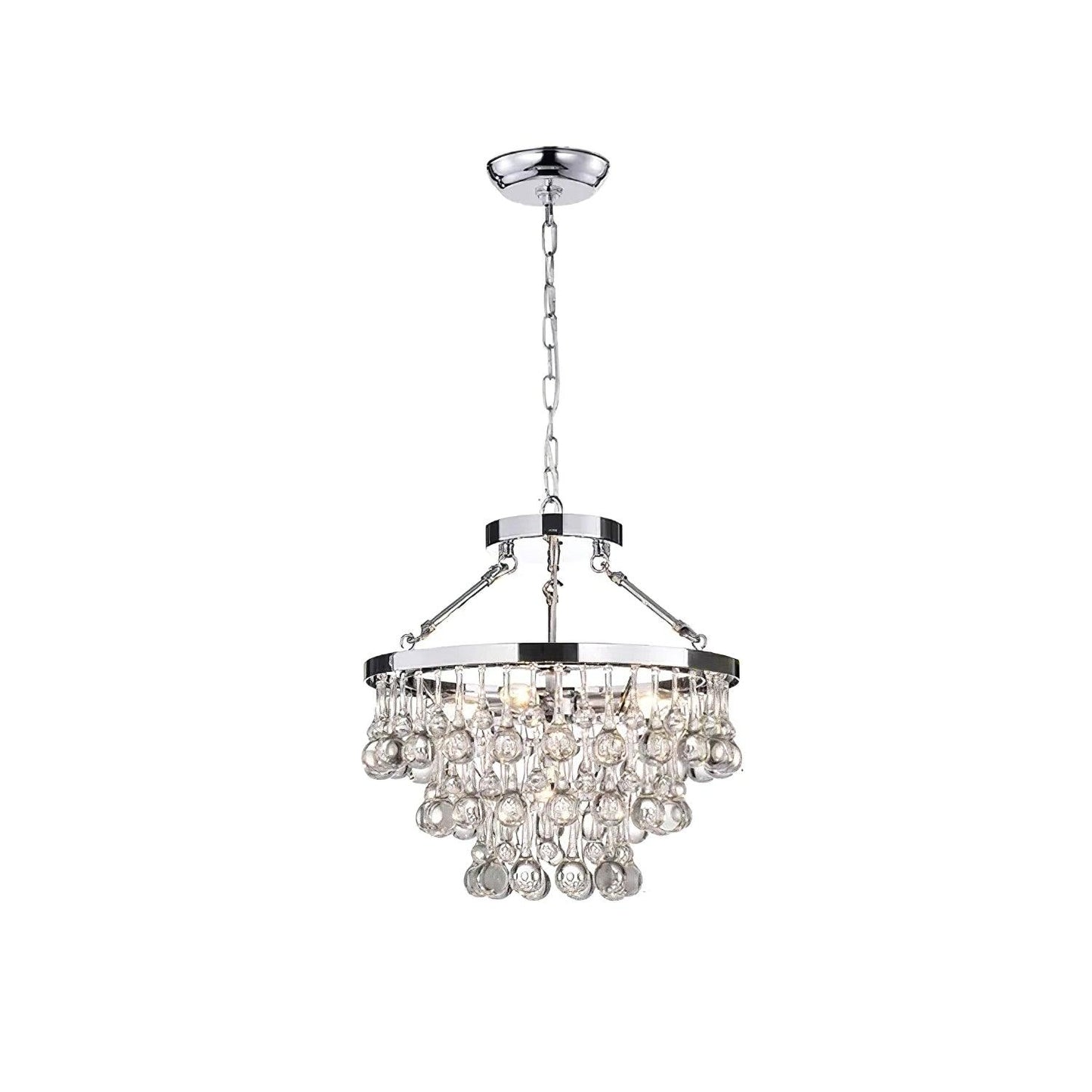 Unique Tiered Crystal Chandelier 4 heads Φ 15.7″ x H 15.4″ / Dia 40cm x H 39cm / Chrome Chandelier