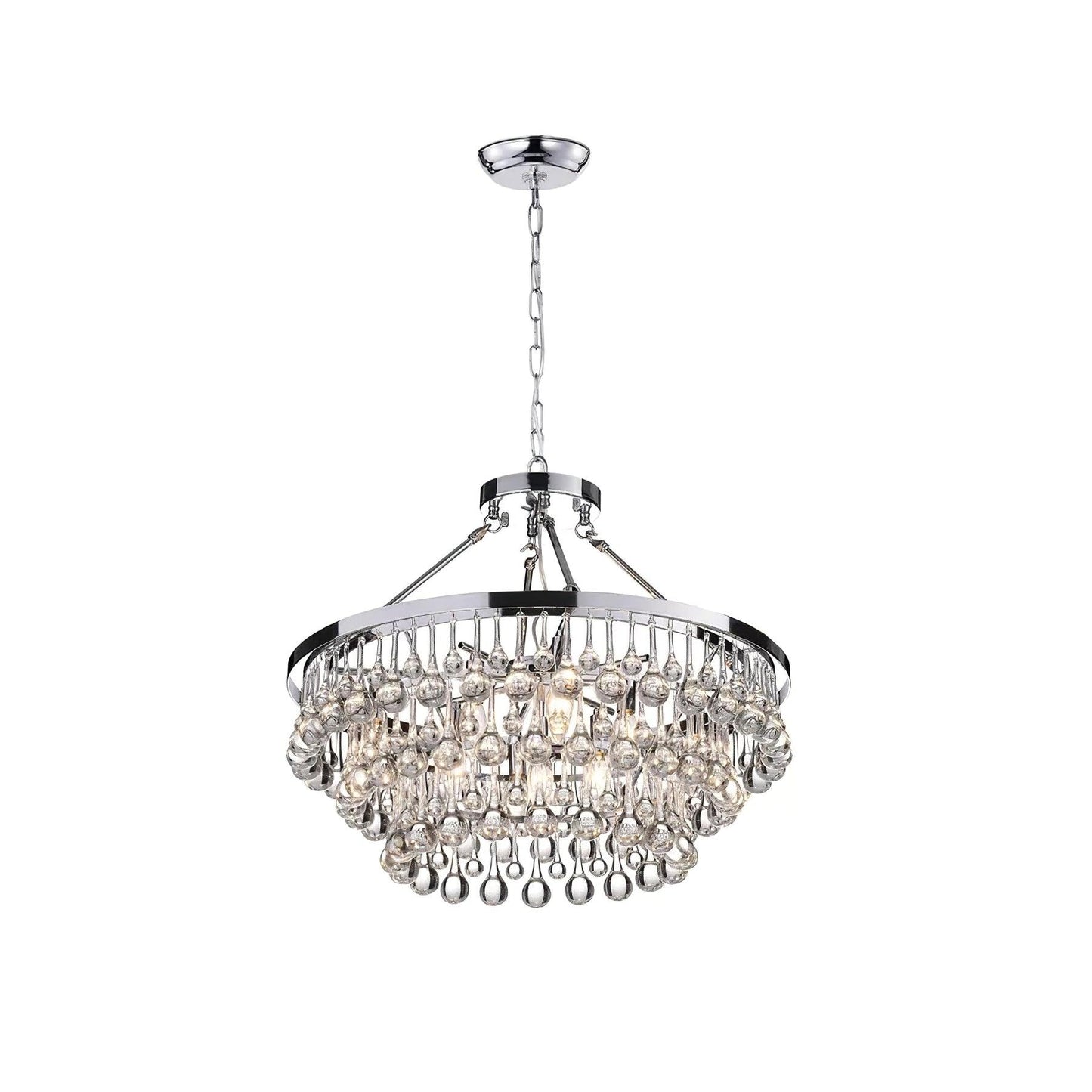 Unique Tiered Crystal Chandelier 8 heads Φ 23.6″ x H 18.9″ / Dia 60cm x H 48cm / Chrome Chandelier