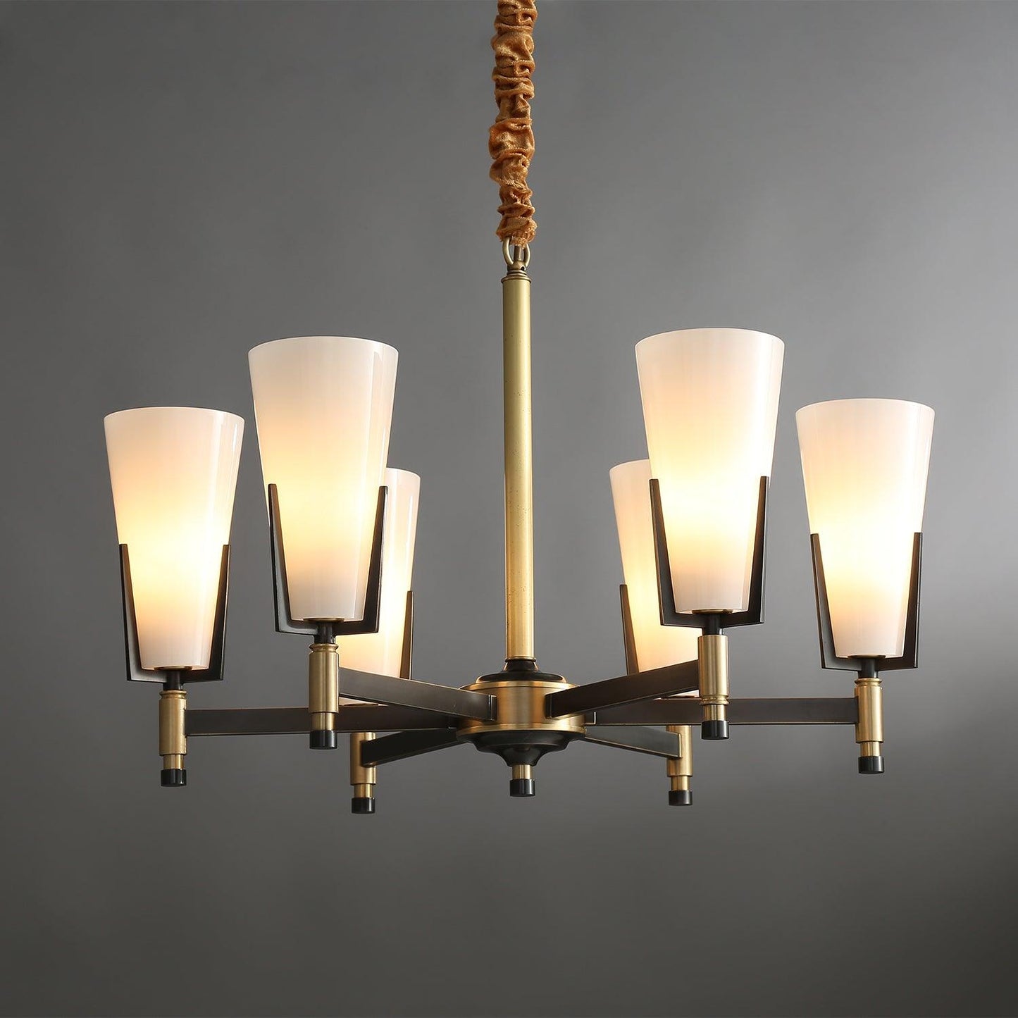 Upton Chandelier 6 heads Φ 25.6″ x H 18.1″ / Dia 65cm x H 46cm / Black + White Chandelier