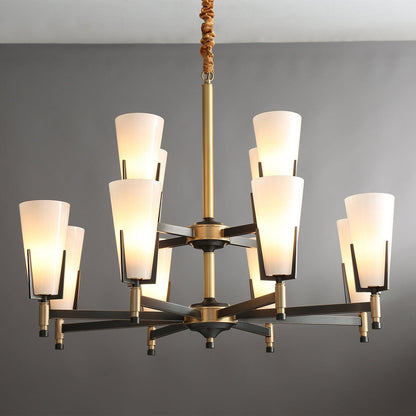 Upton Chandelier 12 heads Φ 35.4″ x H 26″ / Dia 90cm x H 66cm / Black + White Chandelier