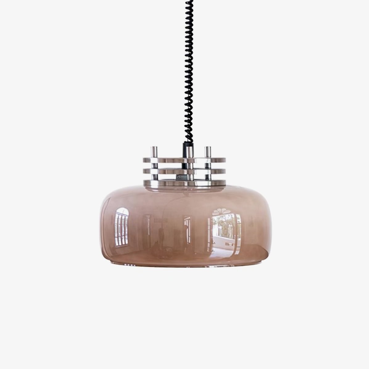 Ebb Pendant Lamp Dia 13.8″ x H 9.4″ / Dia 35cm x H 24cm / Chrome & Light brown Pendant light