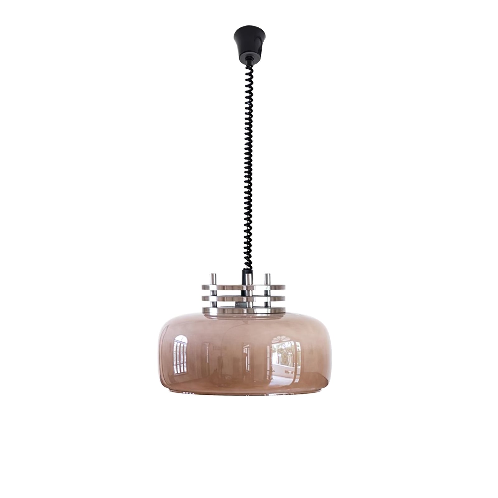 Ebb Pendant Lamp Dia 13.8″ x H 9.4″ / Dia 35cm x H 24cm / Chrome & Light brown Pendant light