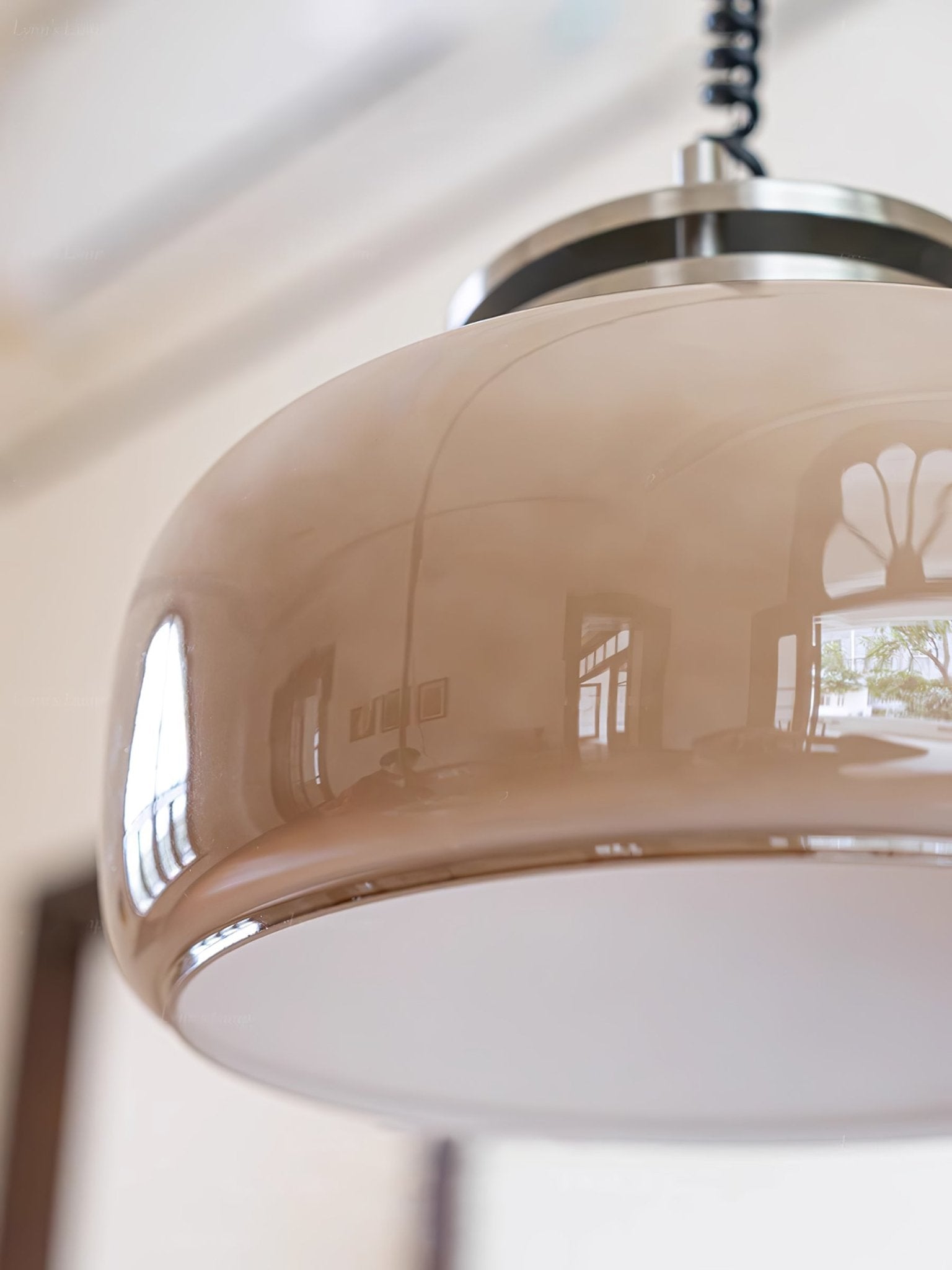 Ebb Pendant Lamp Dia 13.8″ x H 9.4″ / Dia 35cm x H 24cm / Chrome & Light brown Pendant light