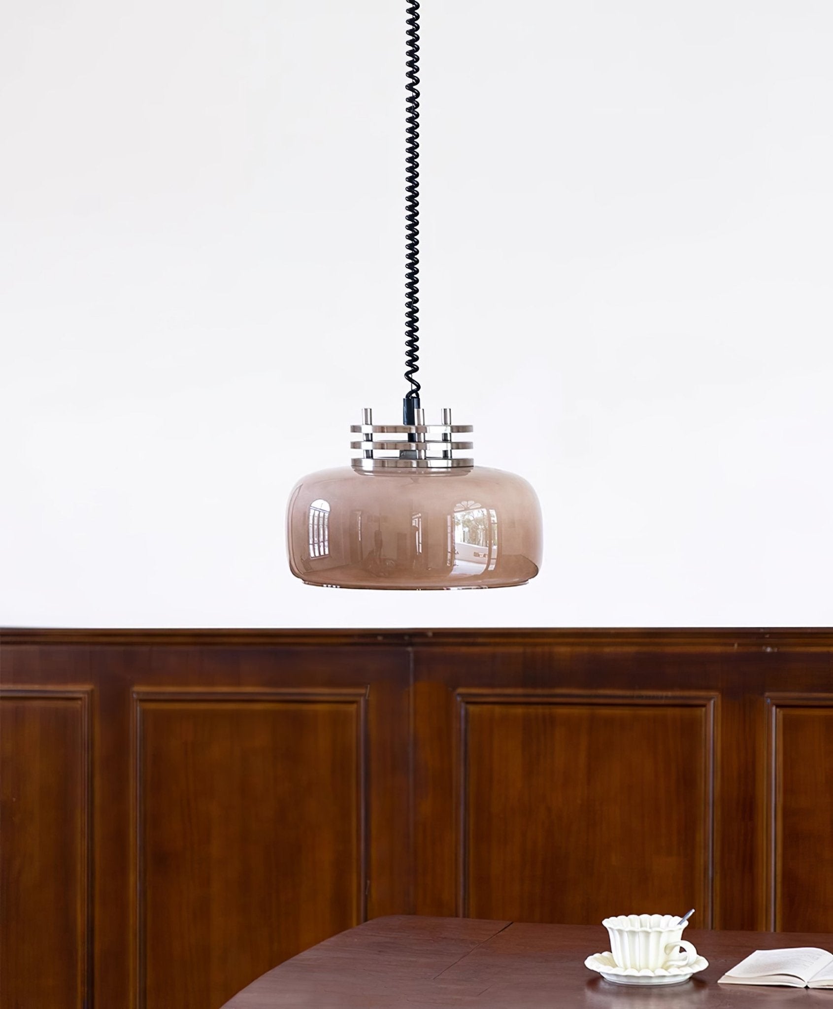 Ebb Pendant Lamp Dia 13.8″ x H 9.4″ / Dia 35cm x H 24cm / Chrome & Light brown Pendant light