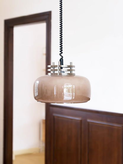 Ebb Pendant Lamp Dia 13.8″ x H 9.4″ / Dia 35cm x H 24cm / Chrome & Light brown Pendant light