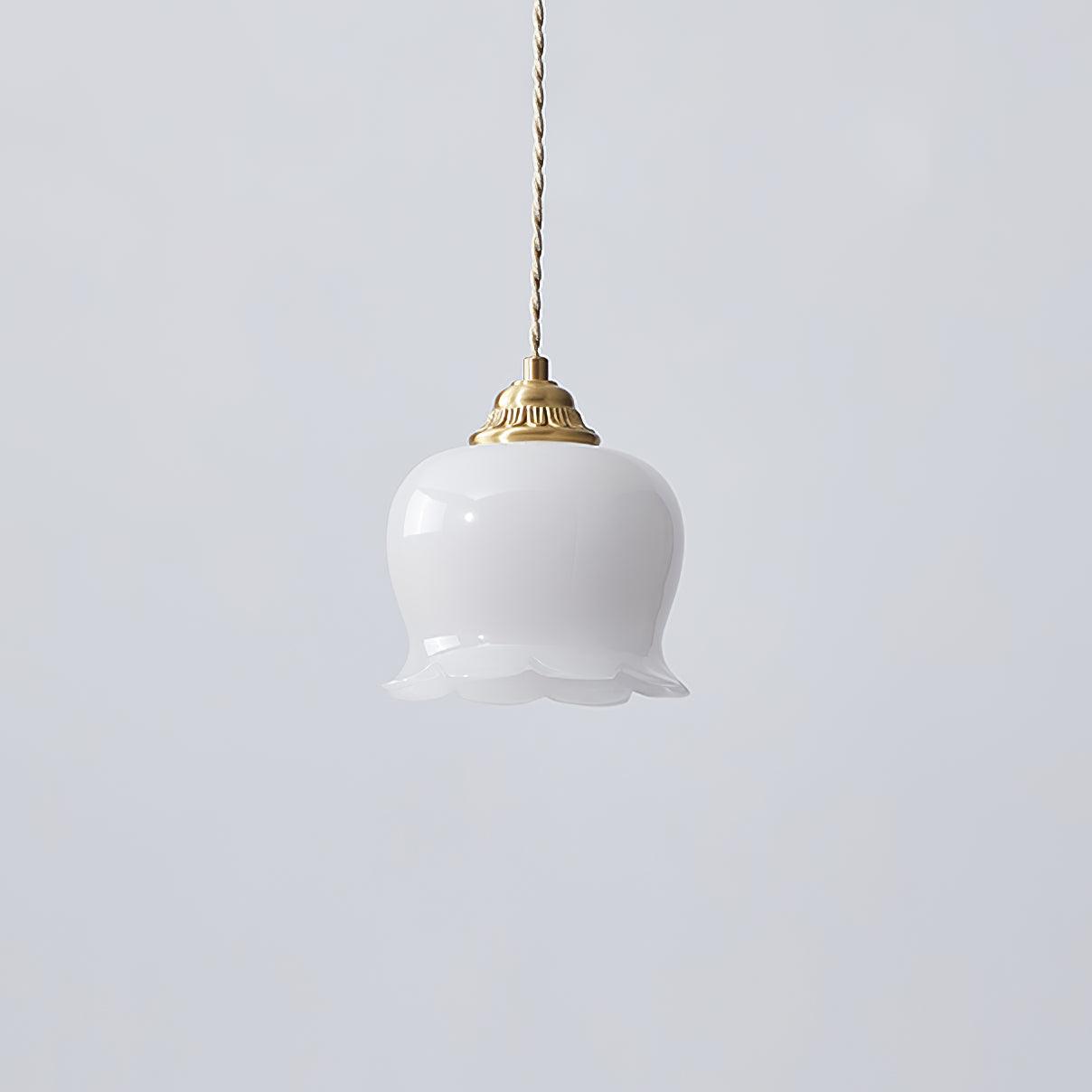 Valley flower Pendant Lamp ? 5.5″ x H 5.9″/ Dia 14cm x H 15cm / Brass & White Pendant light