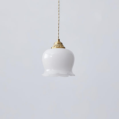 Valley flower Pendant Lamp ? 5.5″ x H 5.9″/ Dia 14cm x H 15cm / Brass & White Pendant light