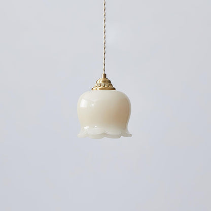 Valley flower Pendant Lamp ? 5.5″ x H 5.9″/ Dia 14cm x H 15cm / Brass & Beige Pendant light