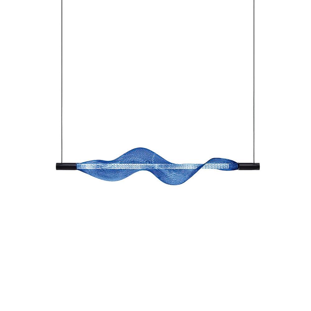 Vapour Pendant Light Horizontal L 38.6″ x H 7.1″ / L 98cm x H 18cm / Blue & Black / Warm Light Pendant light