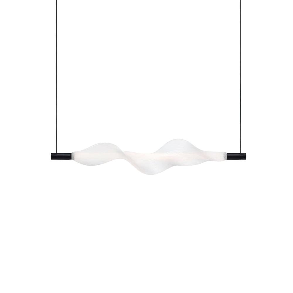 Vapour Pendant Light Horizontal L 38.6″ x H 7.1″ / L 98cm x H 18cm / White & Black / Warm Light Pendant light