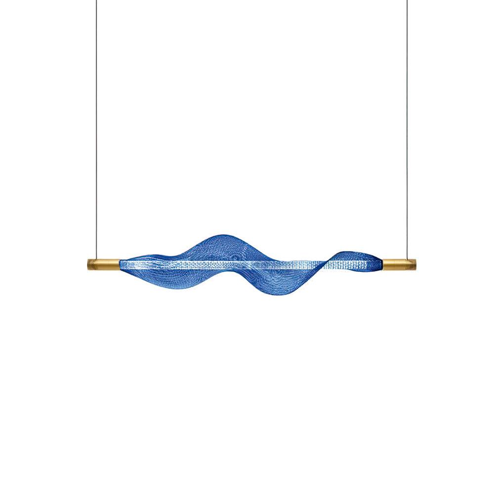 Vapour Pendant Light Horizontal L 38.6″ x H 7.1″ / L 98cm x H 18cm / Blue & Gold / Warm Light Pendant light