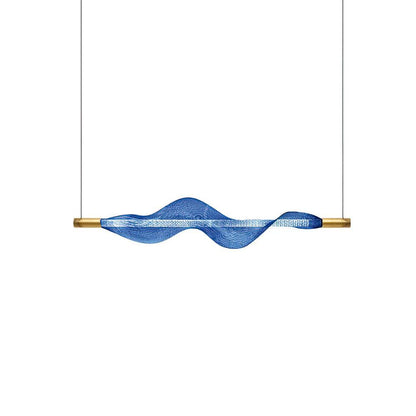 Vapour Pendant Light Horizontal L 38.6″ x H 7.1″ / L 98cm x H 18cm / Blue & Gold / Warm Light Pendant light