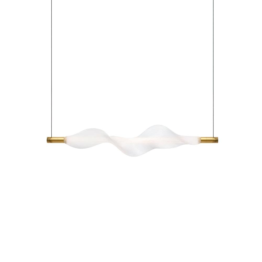 Vapour Pendant Light Horizontal L 38.6″ x H 7.1″ / L 98cm x H 18cm / White & Gold / Warm Light Pendant light