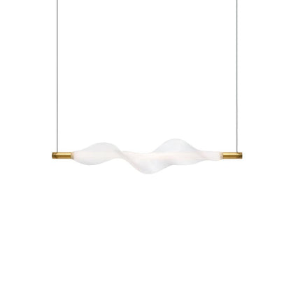 Vapour Pendant Light Horizontal L 38.6″ x H 7.1″ / L 98cm x H 18cm / White & Gold / Warm Light Pendant light