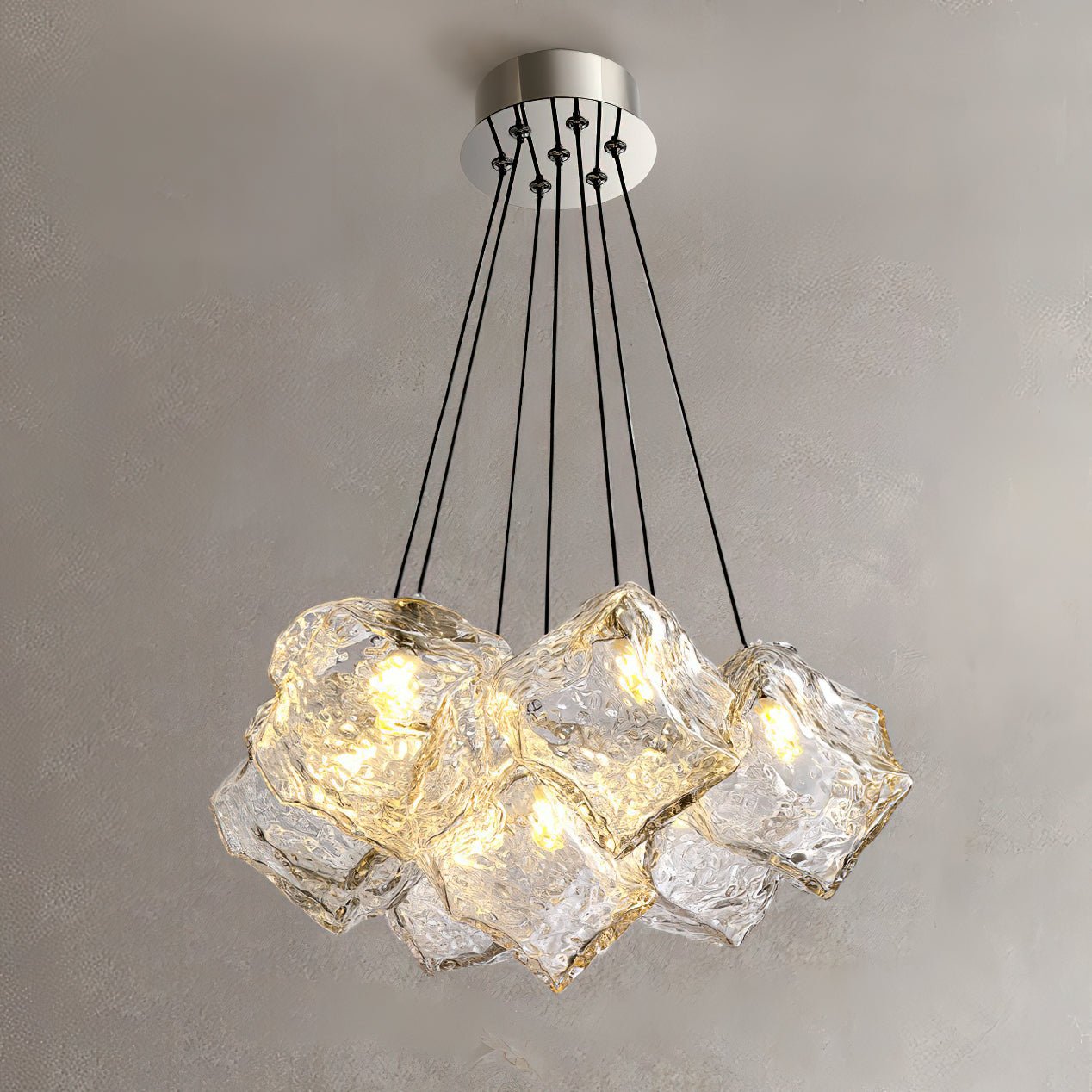 Vasare Chandelier 7 heads ? 13.8″ x H 59″ / Clear Glass Chandelier